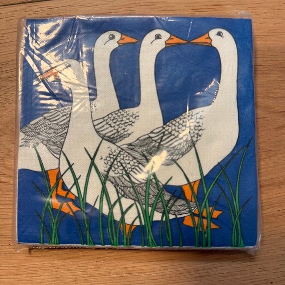Gift Givers Other - Gift Givers Cocktail Napkins Blue Vintage Geese Retro 24ct 5x5 80s Cottagecore